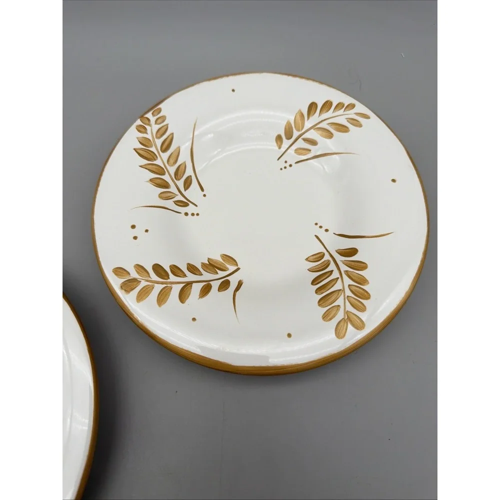 Pottery Barn Sausalito Gold Leaf Bread Dessert Salad Plates 7.5